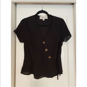 Hiatus Black Wrap Blouse